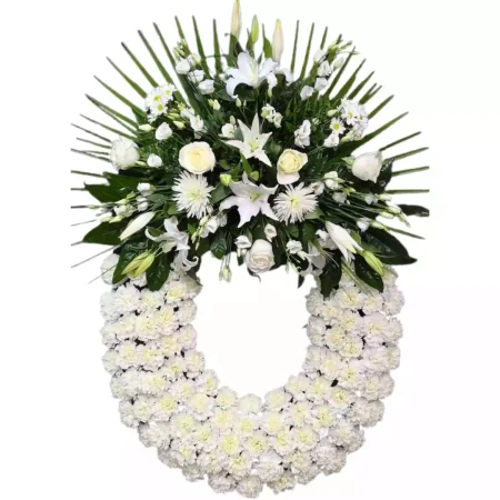 Corona de Claveles, Liliums, Anastasias, Rosas y Margaritas