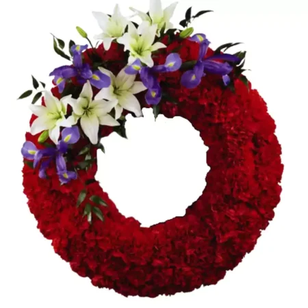 Corona de Claveles, Iris y Liliums