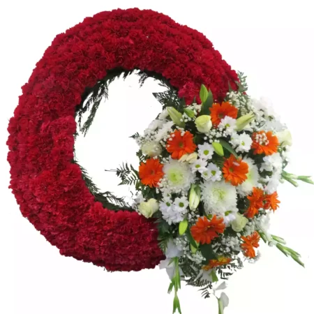 Corona de Claveles, Gerberas, Anastasias y Margaritas