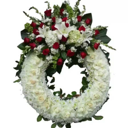 Corona de Margaritas, Rosas, Liliums y Hortensias