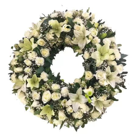 Corona de Rosas, Liliums y Claveles