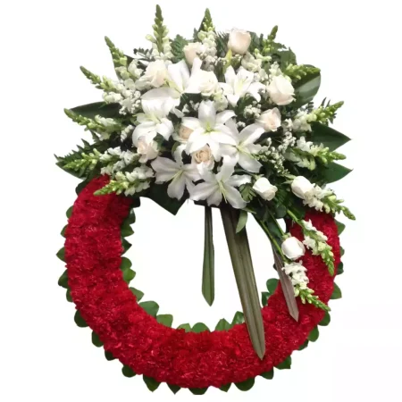 Corona de Claveles, Liliums y Rosas